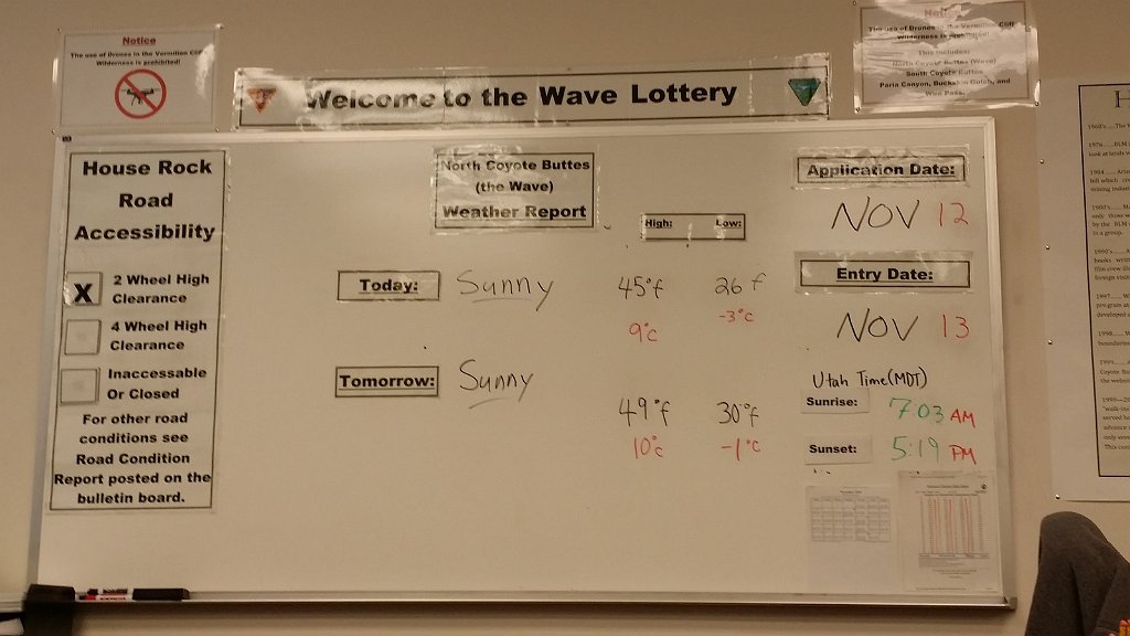 2018_1112_084406.jpg - Bureau of Land Management (BLM)  lottery for “the Wave” permits
